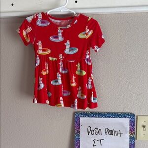 Posh Peanut Red Llama Print Kids Tee